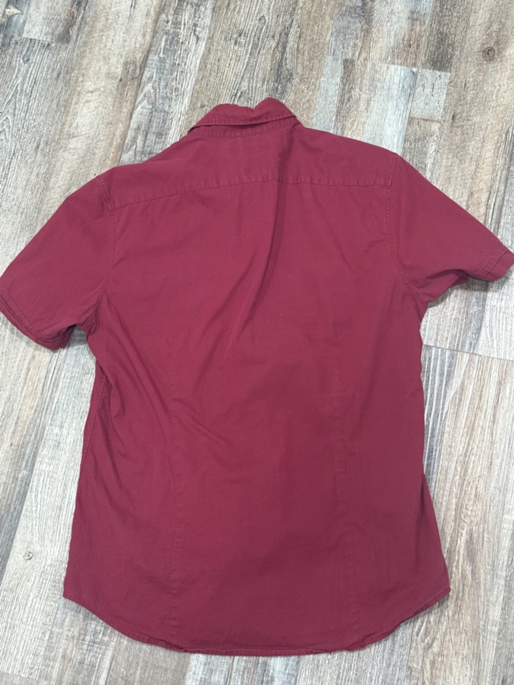 Michael Kors Men's Short Sleeve Button Down Shirt Burgundy Size M Trim Stretch - Picture 5 of 5